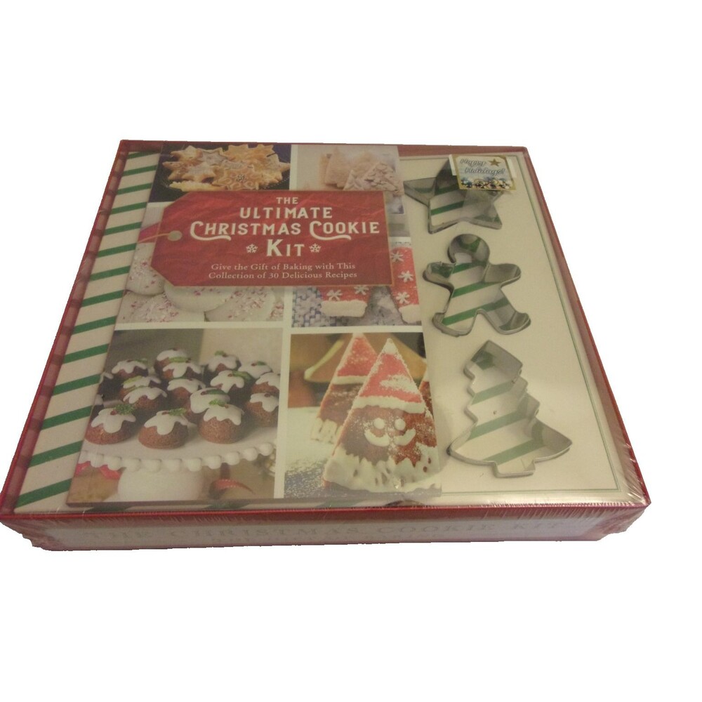 Christmas Cookie Cutters Kit  Tree Star Gingerbread Man + Cookbook Appleseed New